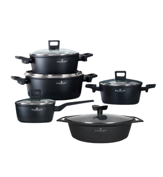 ZWIEGER FORTE Komplet garnków z pokrywkami / 16, 18, 20, 24 cm + Brytfanna 40 cm