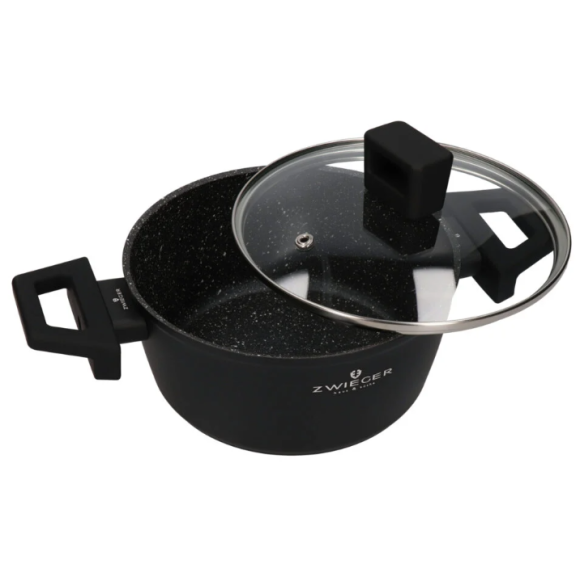 ZWIEGER FORTE Komplet garnków z pokrywkami / 16, 18, 20, 24 cm + Patelnie 20, 24, 28 cm + Pokrywki szklane KAIA HOME
