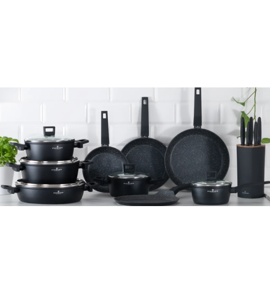 ZWIEGER FORTE Komplet garnków z pokrywkami / 16, 18, 20, 24 cm + Patelnie 20, 24, 28 cm + Pokrywki silikonowe + Brytfanna Forte 33 cm