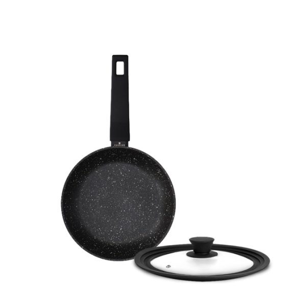 ZWIEGER FORTE Komplet patelnia aluminiowa 20 cm / powłoka granitowa PFLUON + pokrywka silikonowa