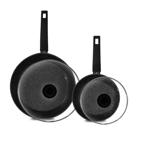 ZWIEGER FORTE Komplet patelnie aluminiowe 20, 28 cm / powłoka granitowa PFLUON + pokrywki