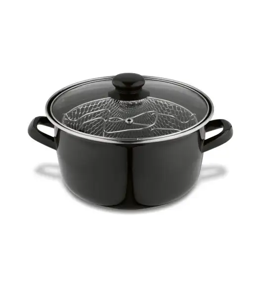 TADAR Garnek do frytek 3,2 l / z sitkiem i pokrywką / emalia