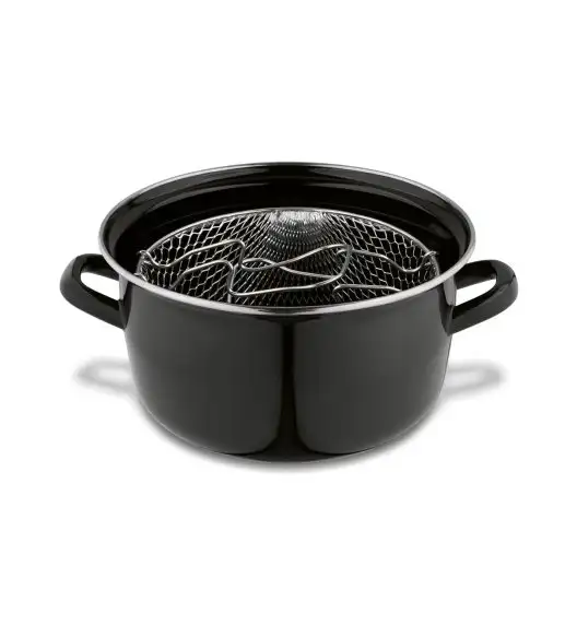 TADAR Garnek do frytek 3,2 l / z sitkiem i pokrywką / emalia