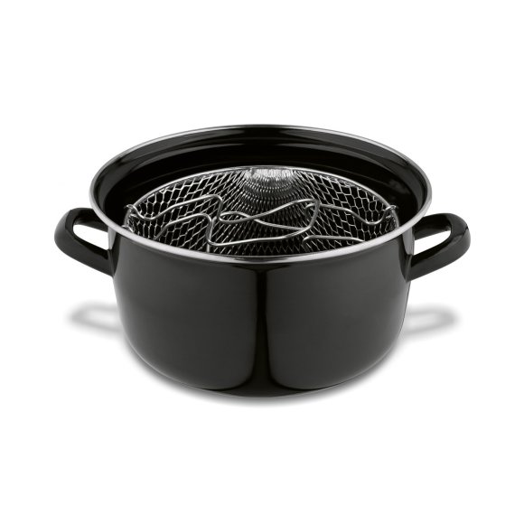 TADAR Garnek do frytek 3,2 l / z sitkiem i pokrywką / emalia