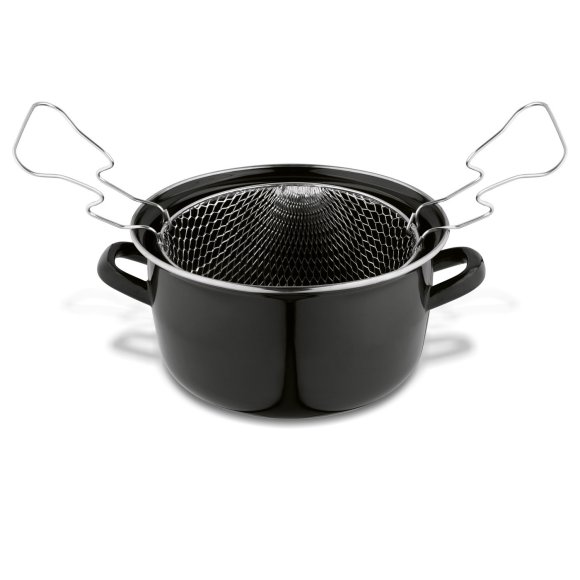 TADAR Garnek do frytek 3,2 l / z sitkiem i pokrywką / emalia