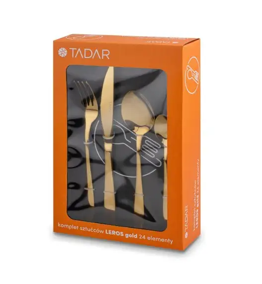 TADAR LEROS Zestaw sztućców 48 el dla 12 osób / złote / połysk