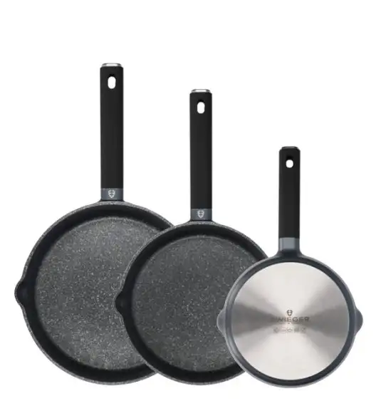 ZWIEGER VESNA Komplet 3 garnków z pokrywkami + Rondel 16 cm + Patelnie 20, 24, 28 cm + Brytfanna 33 cm / GREBLON C3 non-stick / indukcja