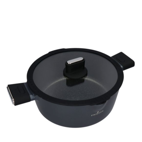 ZWIEGER VESNA Komplet 3 garnków z pokrywkami + Rondel 16 cm + Patelnie 20, 24, 28 cm + Brytfanna 33 cm + Pokrywki silikonowe TADAR