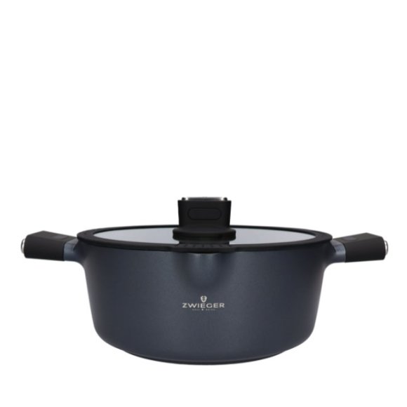 ZWIEGER VESNA Komplet 3 garnków z pokrywkami + Rondel 16 cm + Patelnie 20, 24, 28 cm + Brytfanna 33 cm + Pokrywki silikonowe TADAR