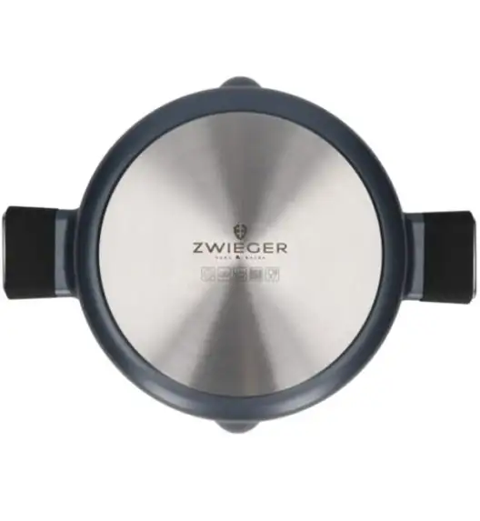 ZWIEGER VESNA Komplet 3 garnków z pokrywkami + Rondel 16 cm + Patelnie 20, 24, 28 cm + Brytfanna 33 cm + Pokrywki silikonowe TADAR