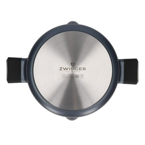 ZWIEGER VESNA Komplet 3 garnków z pokrywkami + Rondel 16 cm + Patelnie 20, 24, 28 cm + Brytfanna 33 cm + Pokrywki silikonowe TADAR