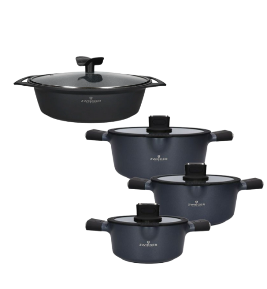 ZWIEGER VESNA Komplet garnków 6 el z pokrywkami 20, 24, 28 cm + Brytfanna 40 cm / indukcja