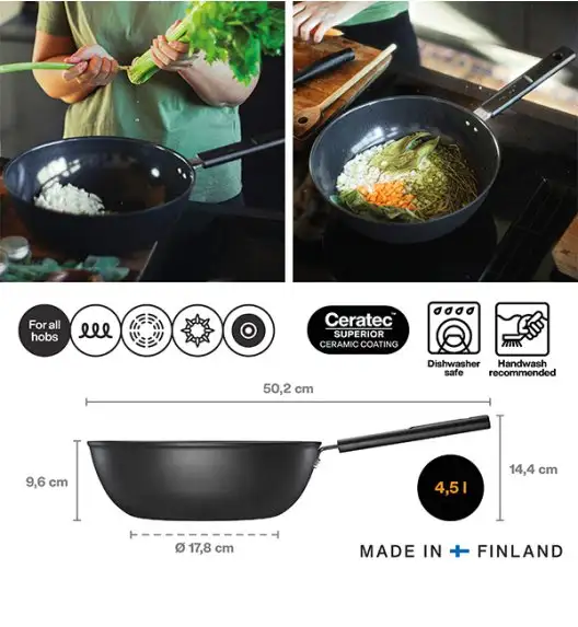 FISKARS HARD FACE 1075523 Wok 28 cm / powłoka Ceratec™ Superior