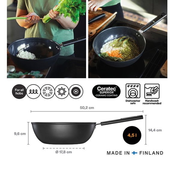 FISKARS HARD FACE 1075523 Wok 28 cm / powłoka Ceratec™ Superior