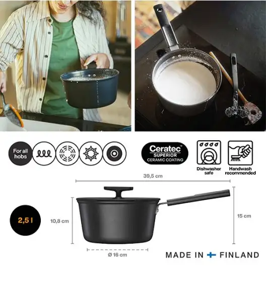 FISKARS HARD FACE 1075525 Rondel 2,5 l z pokrywką / powłoka Ceratec™ Superior