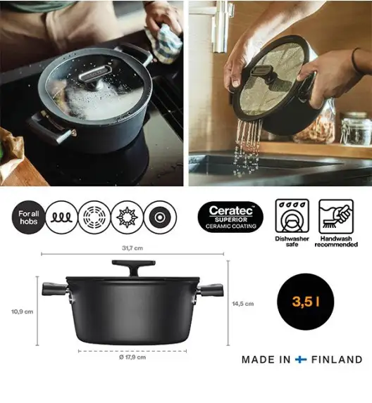 FISKARS HARD FACE 1075526 Garnek 3,5 l z pokrywką / powłoka Ceratec™ Superior