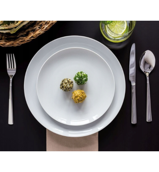 LUBIANA  MODERN BIAŁY Serwis obiadowy 18 el / 6 osób / porcelana dekorowana