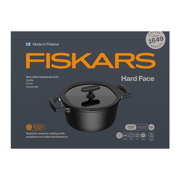 FISKARS HARD FACE Komplet garnki z pokrywkami 8 el / powłoka Ceratec™ Superior
