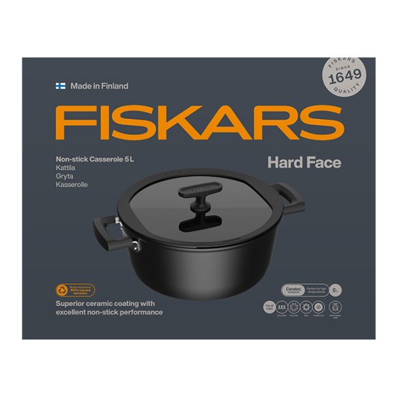FISKARS HARD FACE Komplet garnki z pokrywkami 8 el / powłoka Ceratec™ Superior