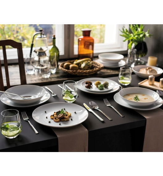 LUBIANA  MODERN BIAŁY Serwis obiadowy 72 el / 24 os / porcelana dekorowana