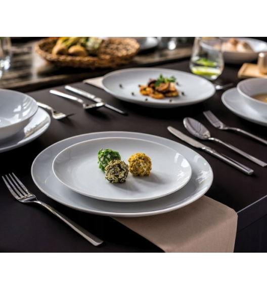 LUBIANA  MODERN BIAŁY Serwis obiadowy 72 el / 24 os / porcelana dekorowana