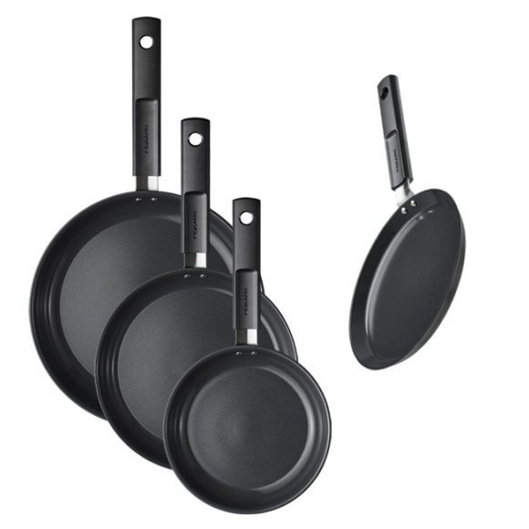 FISKARS HARD FACE Komplet patelnie 20, 24, 28 cm + naleśnikowa / powłoka Ceratec™ Superior