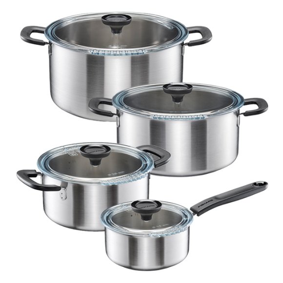 FISKARS FUNCTIONAL FORM Komplet garnki z pokrywkami 8 el