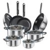 FISKARS FUNCTIONAL FORM Komplet garnki z pokrywkami 8 el + Patelnie 20, 24, 28 cm + Wok / powłoka Ceratec™