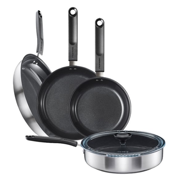 FISKARS FUNCTIONAL FORM Komplet patelni 20, 24, 28 cm + Patelnia szefa / powłoka Ceratec™