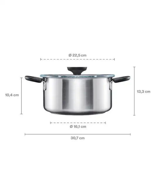 FISKARS FUNCTIONAL FORM Komplet garnki z pokrywkami 8 el + Patelnie 20, 24, 28 cm + pokrywki silikonowe TADAR + Patelnia szefa / powłoka Ceratec™