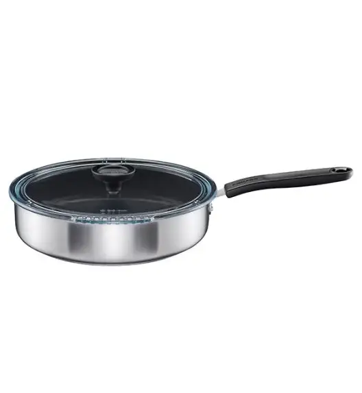 FISKARS FUNCTIONAL FORM Komplet garnki z pokrywkami 8 el + Patelnie 20, 24, 28 cm + pokrywki silikonowe TADAR + Patelnia szefa + Wok / powłoka Ceratec™