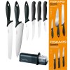 FISKARS ESSENTIAL Zestaw 6 noży (kuchenne +do warzyw) w pudełku / stal nierdzewna HRC 53 + Ostrzałka ESSENTIAL