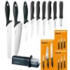 FISKARS ESSENTIAL Zestaw 9 noży (kuchenne +do warzyw +do obierania) w pudełku + Ostrzałka ESSENTIAL