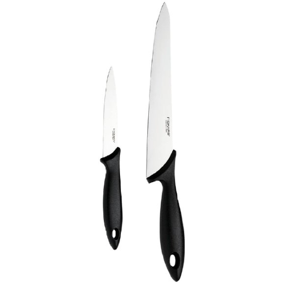 FISKARS ESSENTIAL Komplet 11 noży (kuchenne +Szefa+do obierania+do warzyw) w pudełku + Ostrzałka + Skrobaczka ESSENTIAL