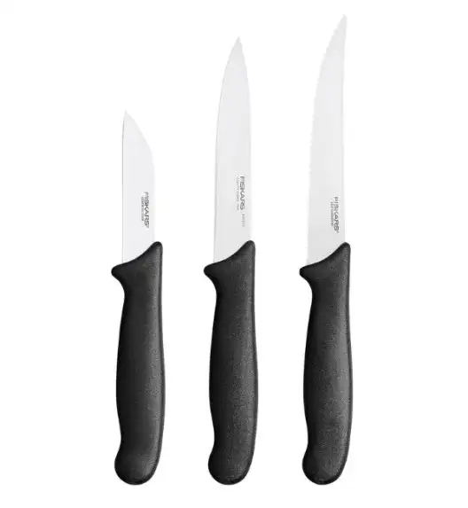 FISKARS ESSENTIAL Komplet 11 noży (kuchenne +Szefa+do obierania+do warzyw) w pudełku + Ostrzałka + Skrobaczka ESSENTIAL