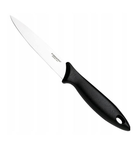 FISKARS ESSENTIAL Komplet 5 noży (kuchenne +do warzyw) w pudełku | stal nierdzewna HRC 53 + Ostrzałka + Skrobaczka ESSENTIAL