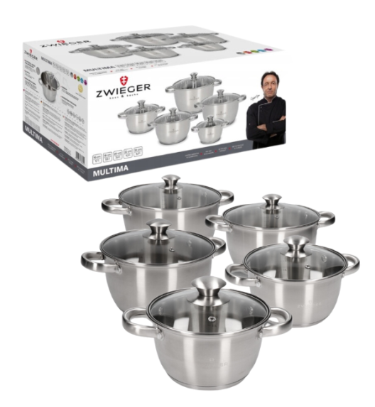 ZWIEGER MULTIMA Komplet 5 garnków z pokrywkami (10 el) - indukcja | stal AISI 304
