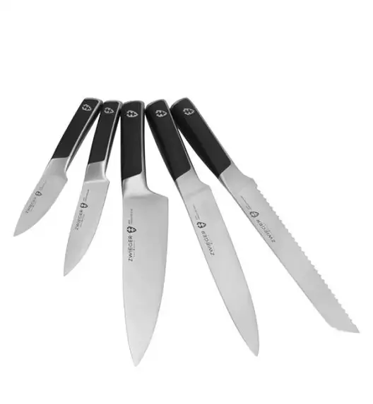 ZWIEGER MAGNETO Komplet 5 noży w bloku drewnianym / stal nierdzewna + drewno akacjowe + ostrzałka NN