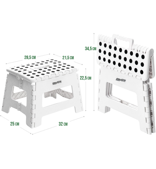 EASYFORM Stołek / Taboret składany antypoślizgowy 22 cm / biały / tworzywo sztuczne