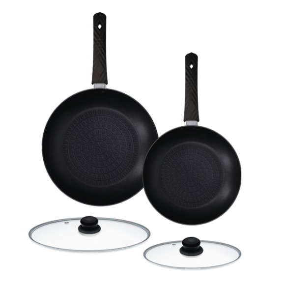 ZWIEGER LOVRO Komplet Patelnia 20, 28 cm + pokrywki | aluminium | powłoka PFLUON indukcja