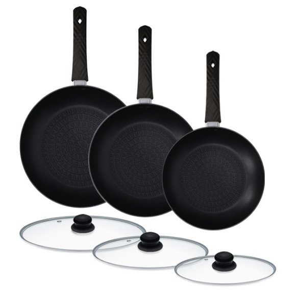 ZWIEGER LOVRO Komplet Patelnia 20, 24, 28 cm + pokrywki | aluminium | powłoka PFLUON indukcja
