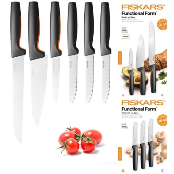 FISKARS FUNCTIONAL FORM 1057559+1057562 Komplet 6 noży kuchennych (3+3) w pudełkach / stal nierdzewna