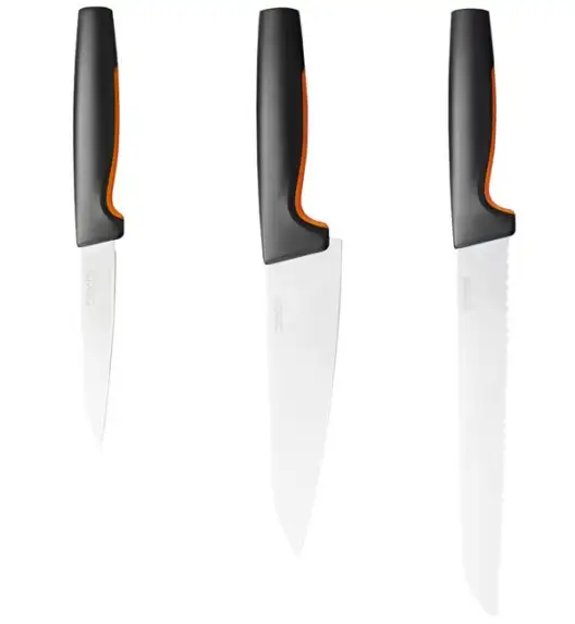 FISKARS FUNCTIONAL FORM 1057559+1057562 Komplet 6 noży kuchennych (3+3) w pudełkach + ostrzałka ESSENTIAL
