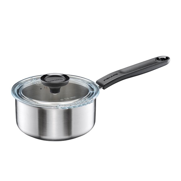 FISKARS FUNCTIONAL FORM Komplet garnki z pokrywkami 8 el + Patelnia KITCH'N 28 cm + pokrywka silikonowa