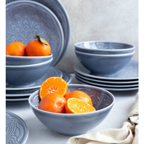 LUBIANA ORIENTAL | K9 SZARO - NIEBIESKI | Salaterka 15 cm | porcelana luz 