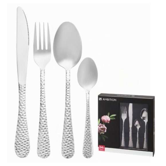 AMBITION BUBBLE Sztućce Komplet 24 el w pudełku / 6 osób / połysk