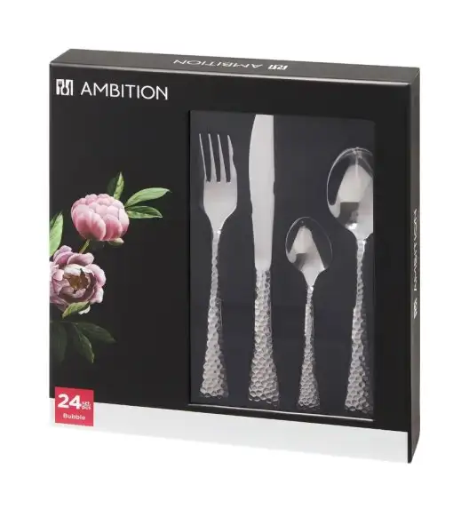 AMBITION BUBBLE Sztućce Komplet 48 el w pudełku / 12 osób / połysk