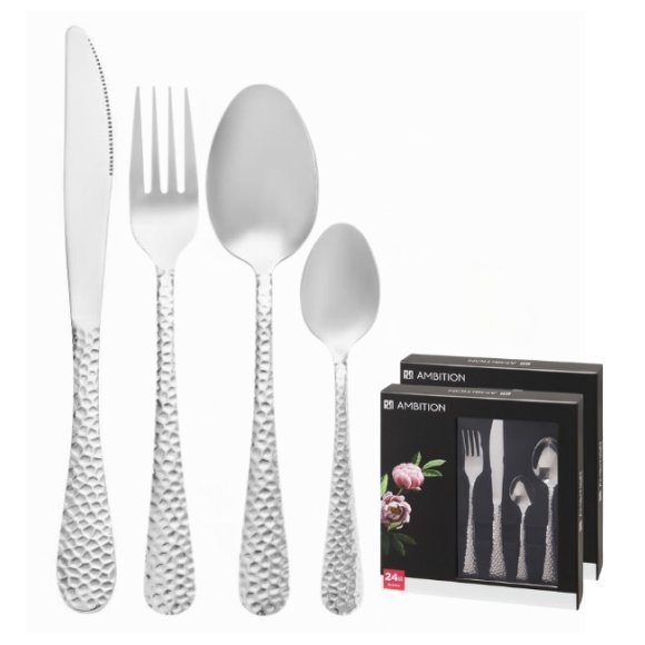 AMBITION BUBBLE Sztućce Komplet 48 el w pudełku / 12 osób / połysk