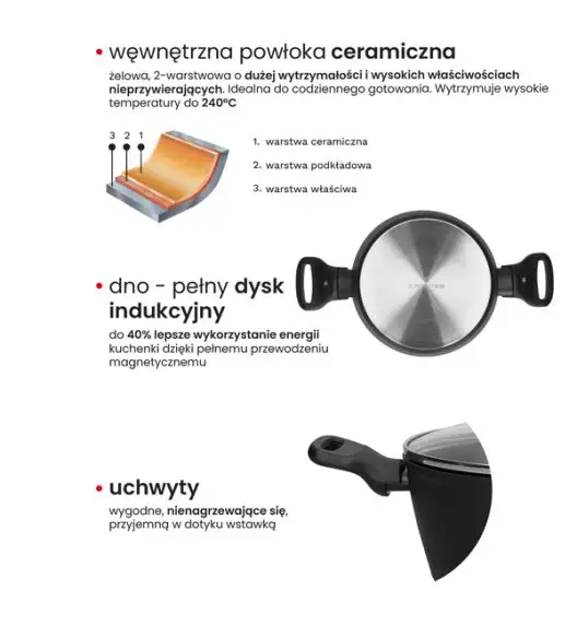 ZWIEGER STIGA Garnek 24 cm | aluminium | powłoka ceramiczna | indukcja