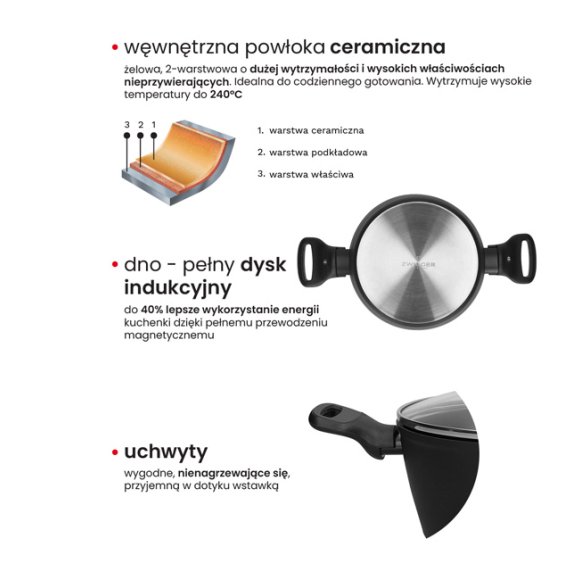 ZWIEGER STIGA Garnek 24 cm | aluminium | powłoka ceramiczna | indukcja